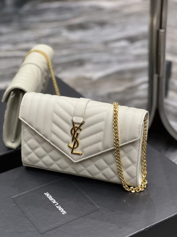 [REP 1:1] Saint Laurent Envelope Small Chain Bag White For Women, Women's Bags 8.6in/22cm YSL