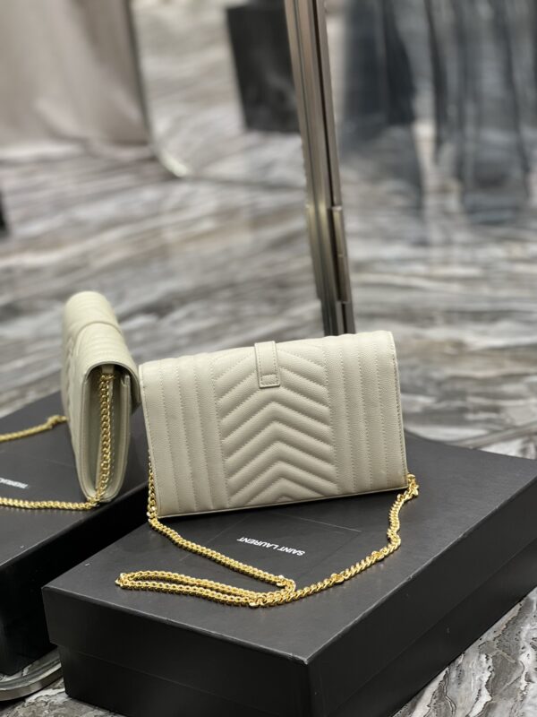 [REP 1:1] Saint Laurent Envelope Small Chain Bag White For Women, Women's Bags 8.6in/22cm YSL
