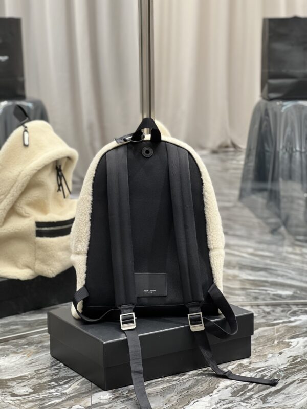 [REP 1:1] Saint Laurent Fleece Backpack Beige For Women, Women's Bags 16.1in/41cm YSL