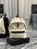 [REP 1:1] Saint Laurent Fleece Backpack Beige For Women, Women's Bags 16.1in/41cm YSL