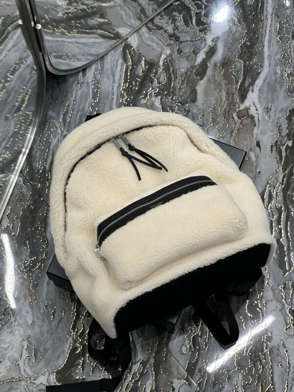 [REP 1:1] Saint Laurent Fleece Backpack Beige For Women, Women's Bags 16.1in/41cm YSL
