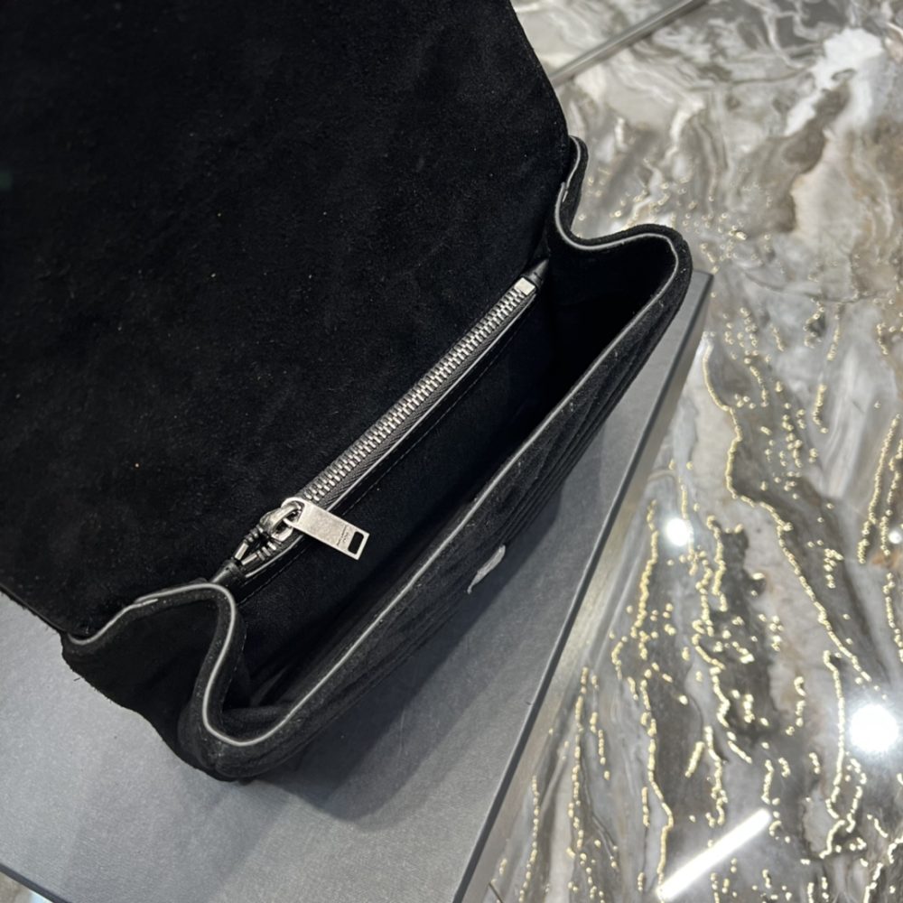 [REP 1:1] Saint Laurent Frosted Belt Fringe Perennial Messenger Bag Black For Women, Women's Bags 9.4in/24cm YSL - Image 9