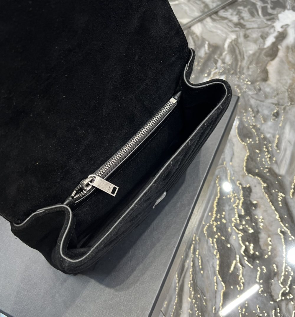 [REP 1:1] Saint Laurent Frosted Belt Fringe Perennial Messenger Bag Black For Women, Women's Bags 9.4in/24cm YSL