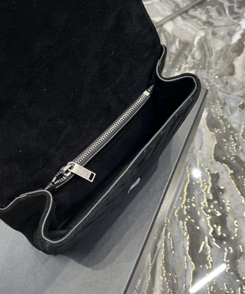 [REP 1:1] Saint Laurent Frosted Belt Fringe Perennial Messenger Bag Black For Women, Women's Bags 9.4in/24cm YSL