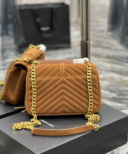 [REP 1:1] Saint Laurent Frosted Belt Fringe Perennial Messenger Bag Brown For Women, Women's Bags 9.4in/24cm YSL
