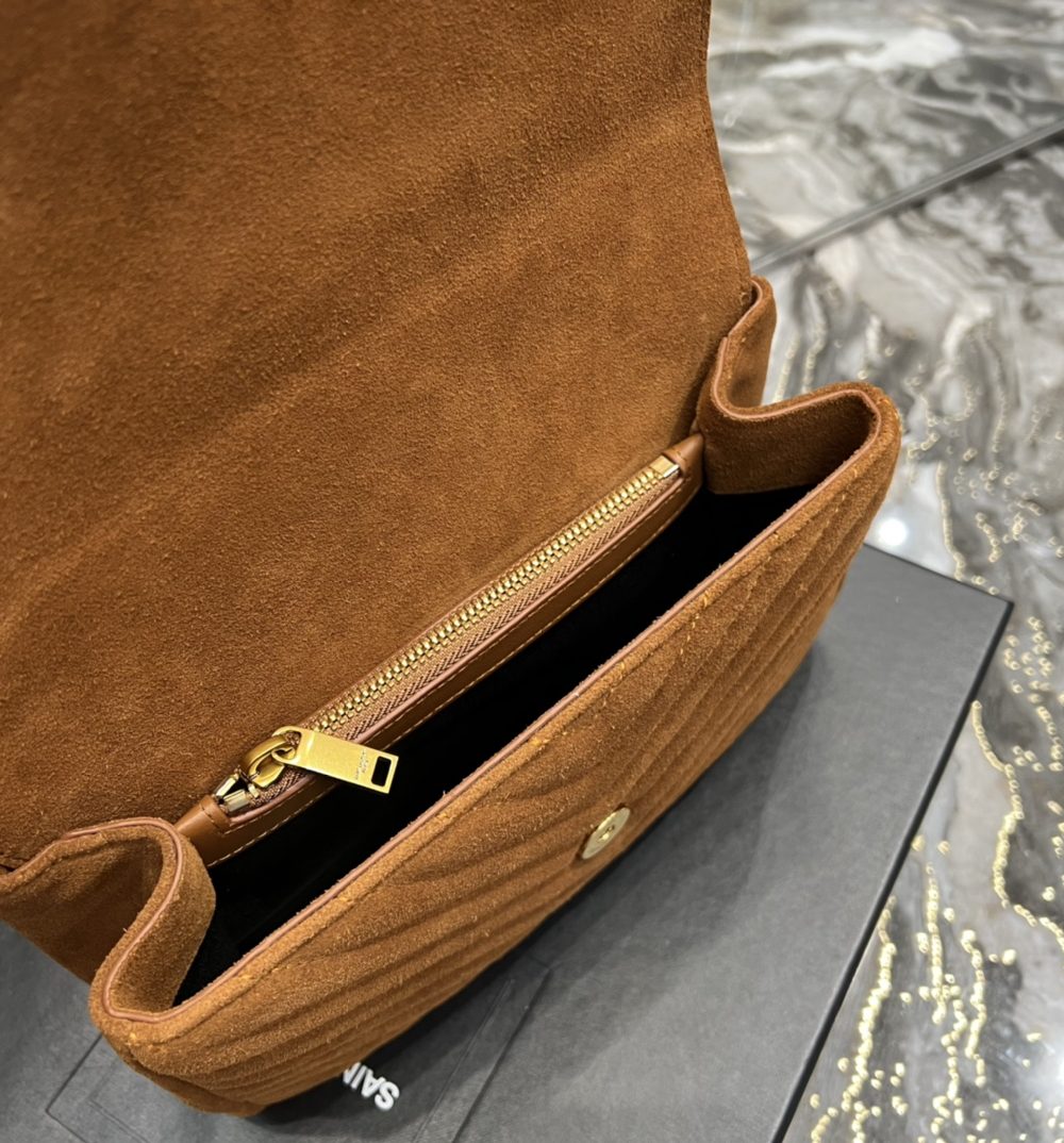 [REP 1:1] Saint Laurent Frosted Belt Fringe Perennial Messenger Bag Brown For Women, Women's Bags 9.4in/24cm YSL