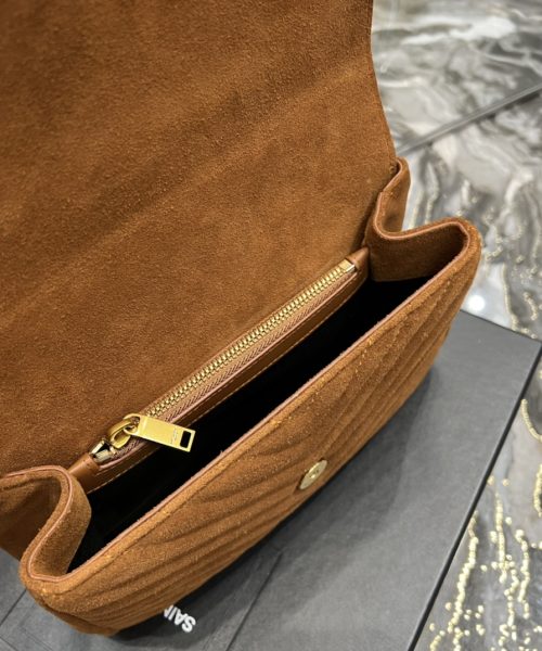 [REP 1:1] Saint Laurent Frosted Belt Fringe Perennial Messenger Bag Brown For Women, Women's Bags 9.4in/24cm YSL