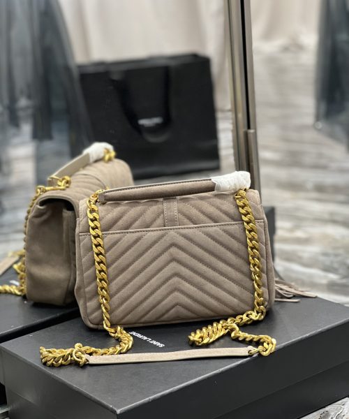 [REP 1:1] Saint Laurent Frosted Belt Fringe Perennial Messenger Bag Gray For Women, Women's Bags 9.4in/24cm YSL