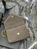 [REP 1:1] Saint Laurent Frosted Belt Fringe Perennial Messenger Bag Gray For Women, Women's Bags 9.4in/24cm YSL
