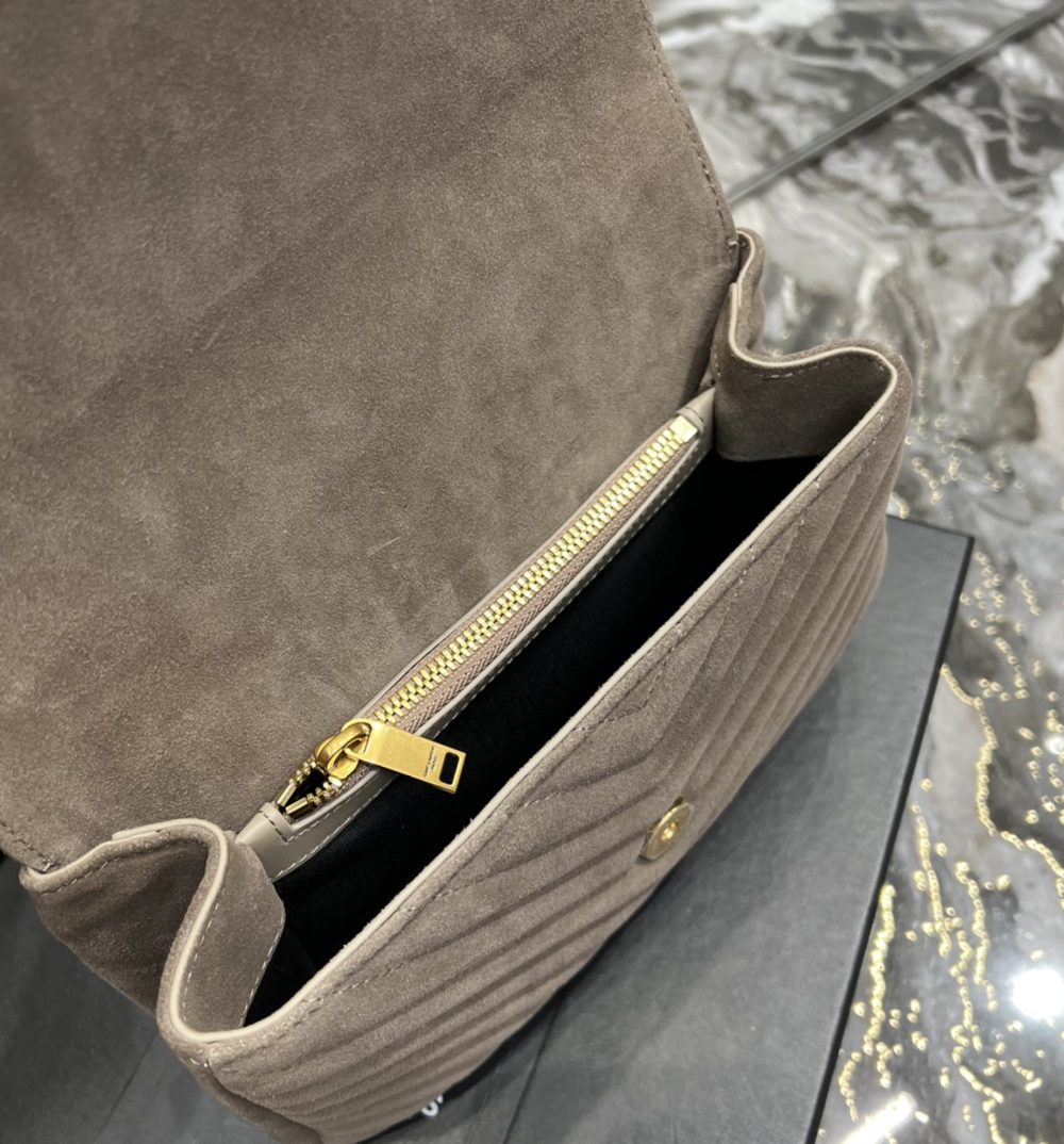 [REP 1:1] Saint Laurent Frosted Belt Fringe Perennial Messenger Bag Gray For Women, Women's Bags 9.4in/24cm YSL