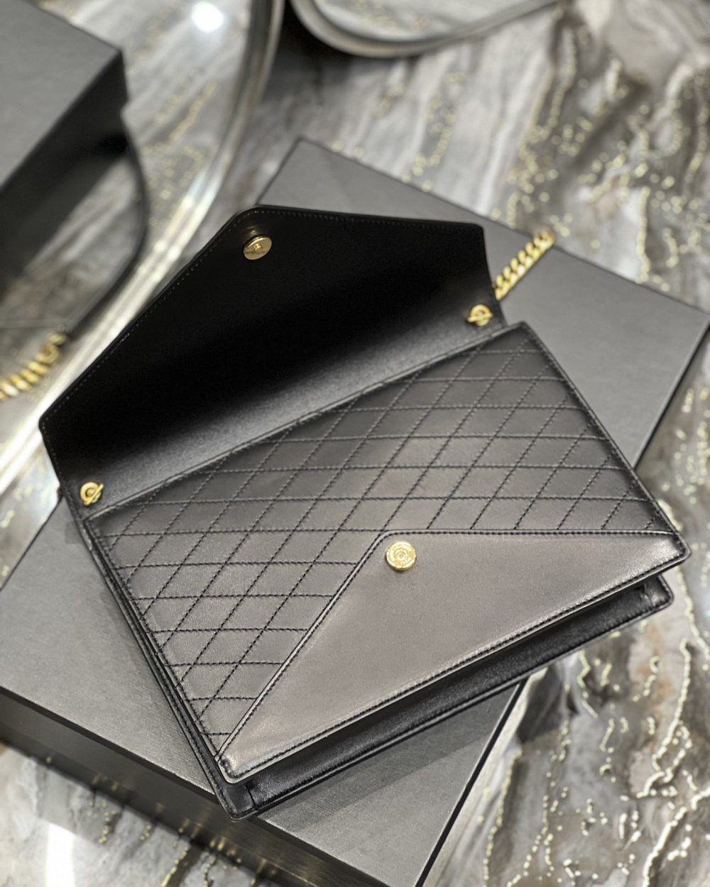 [REP 1:1] Saint Laurent Gaby Chain Bag Black With Gold Hardware For Women 10.4in/27cm YSL 6688641EL071000