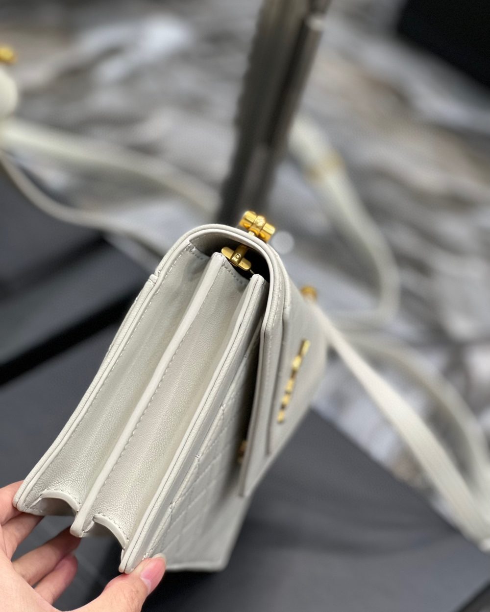 [REP 1:1] Saint Laurent Gaby Mini Satchel White For Women, Women's Bags 7.9in/20cm YSL 6855741EL079207