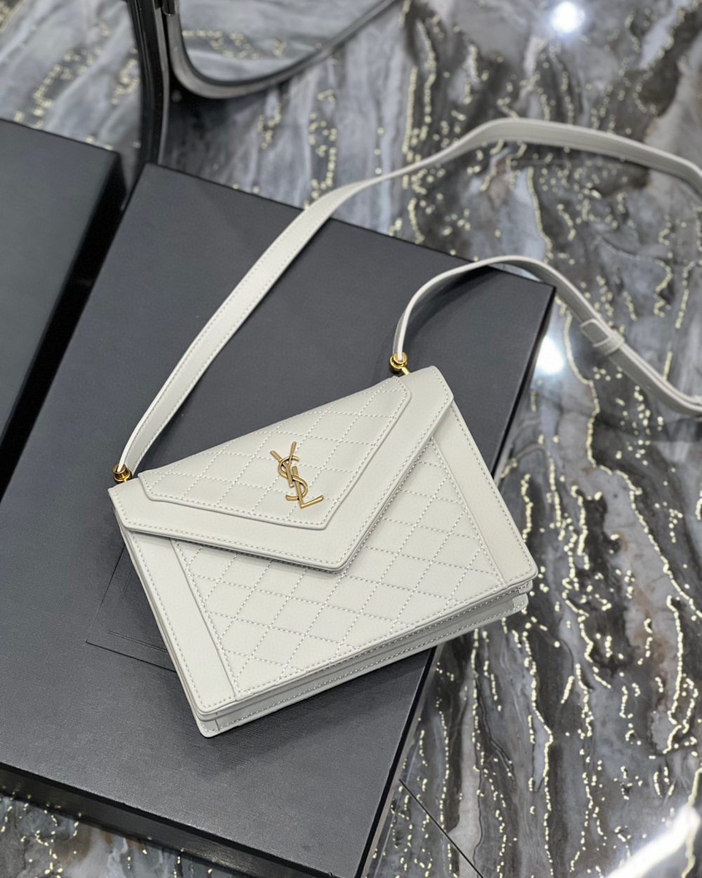 [REP 1:1] Saint Laurent Gaby Mini Satchel White For Women, Women's Bags 7.9in/20cm YSL 6855741EL079207