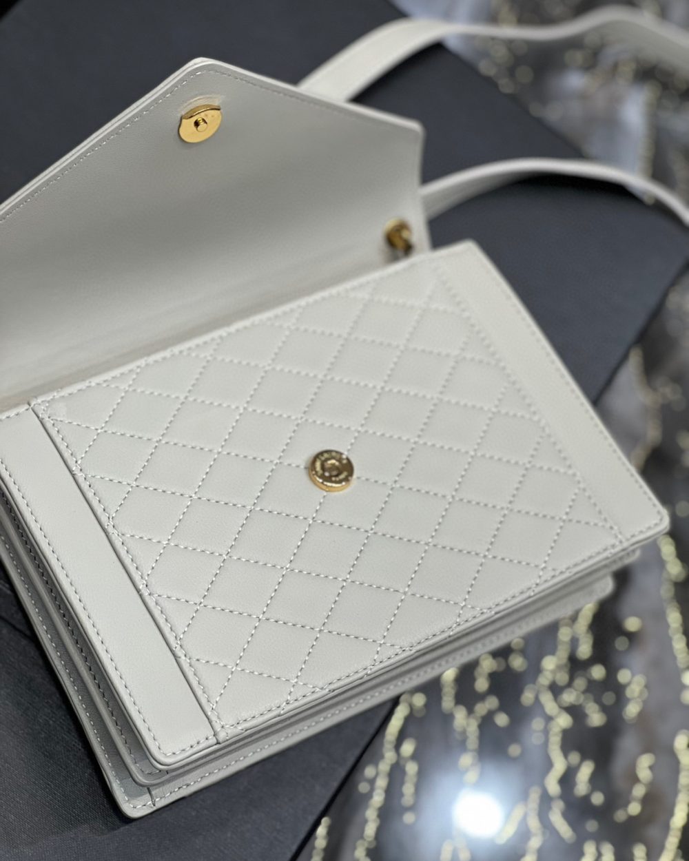 [REP 1:1] Saint Laurent Gaby Mini Satchel White For Women, Women's Bags 7.9in/20cm YSL 6855741EL079207