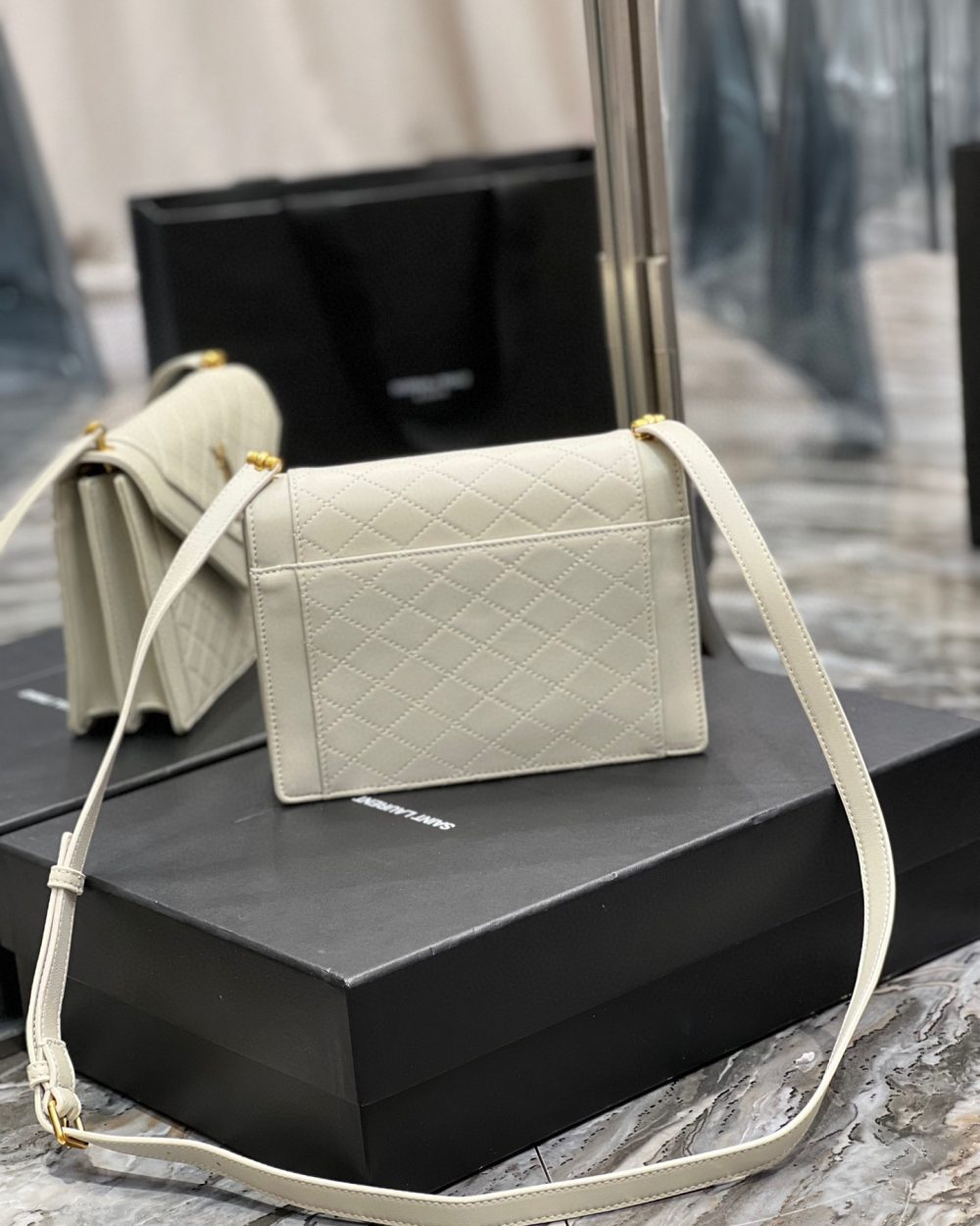 [REP 1:1] Saint Laurent Gaby Mini Satchel White For Women, Women's Bags 7.9in/20cm YSL 6855741EL079207