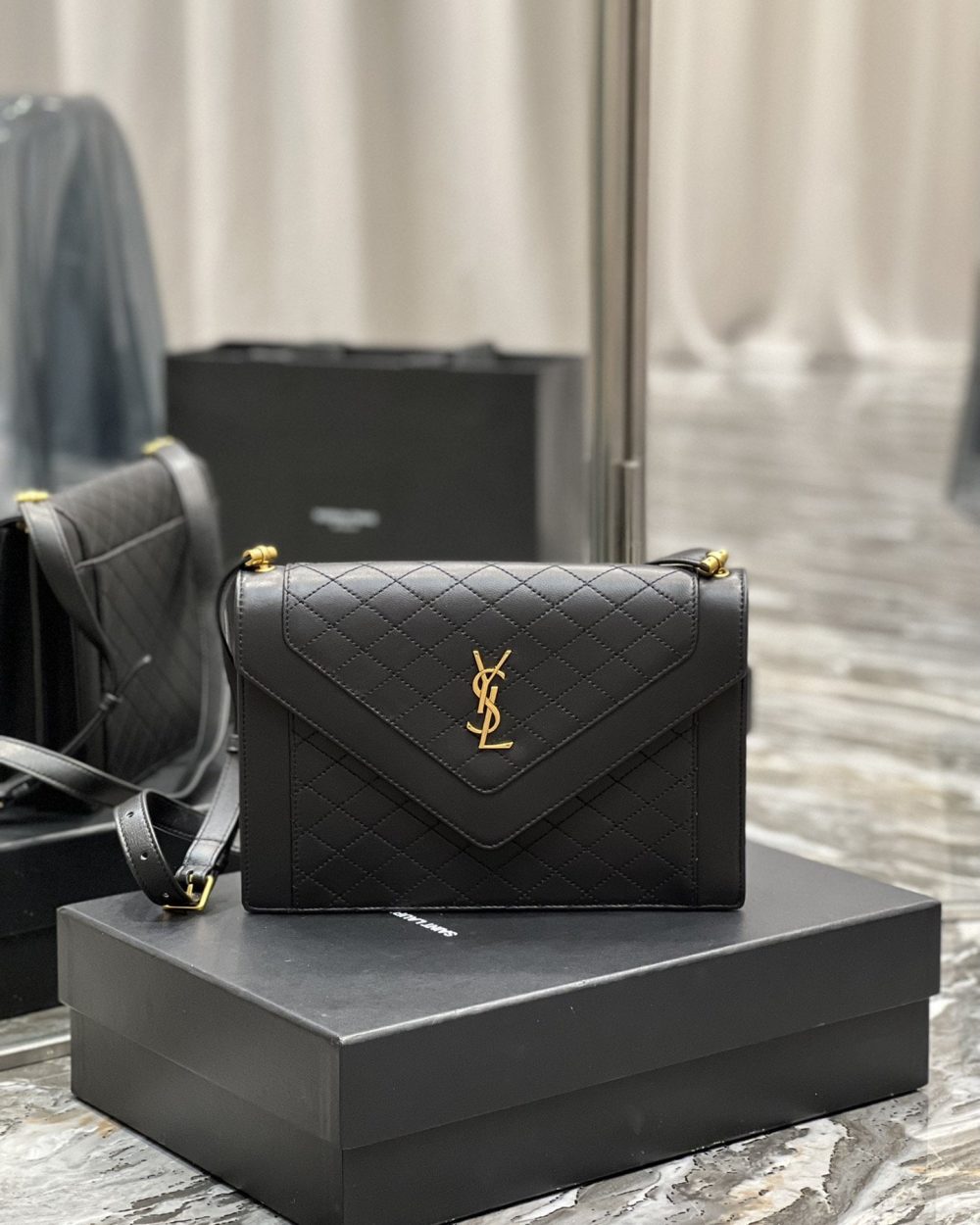 [REP 1:1] Saint Laurent Gaby Satchel Bag In Black With Gold Toned Hardware For Women 10.2in/26cm 6688631EL071000
