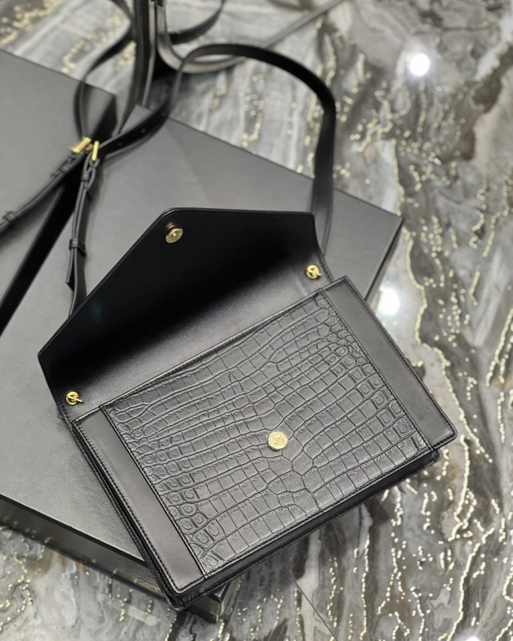 [REP 1:1] Saint Laurent Gaby Satchel Bag In Black With Gold Toned Hardware For Women 10.2in/26cm YSl 695724DZEUW1000