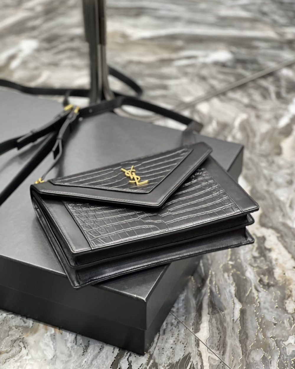 [REP 1:1] Saint Laurent Gaby Satchel Bag In Black With Gold Toned Hardware For Women 10.2in/26cm YSl 695724DZEUW1000