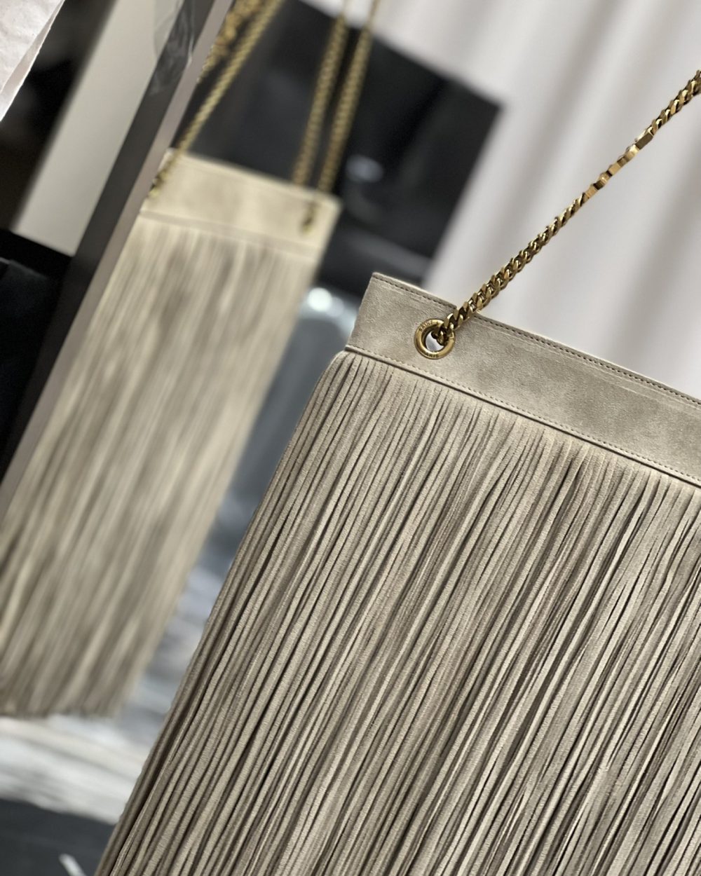 [REP 1:1] Saint Laurent Grace Ladies Tassel Beige For Women, Women's Bags 13.8in/35cm YSL