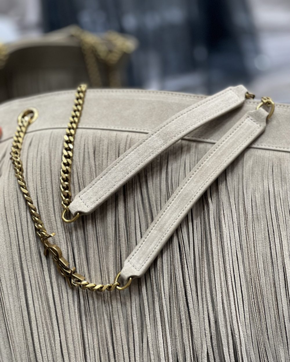 [REP 1:1] Saint Laurent Grace Ladies Tassel Beige For Women, Women's Bags 13.8in/35cm YSL