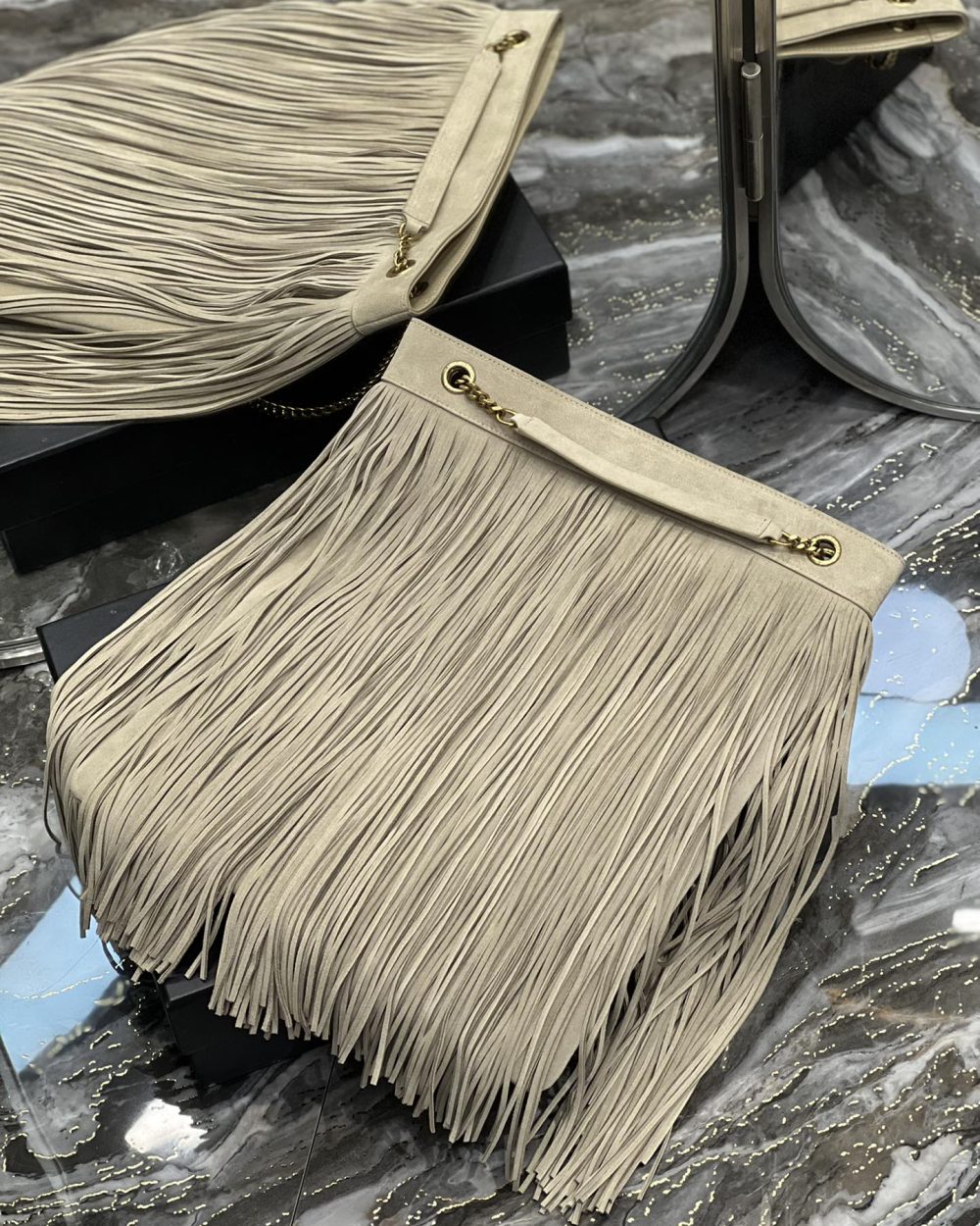 [REP 1:1] Saint Laurent Grace Ladies Tassel Beige For Women, Women's Bags 13.8in/35cm YSL