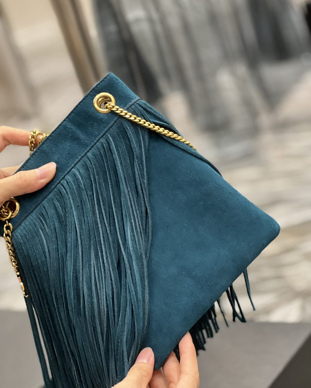 [REP 1:1] Saint Laurent Grace Ladies Tassel Blue For Women, Women's Bags 8.3in/21cm YSL