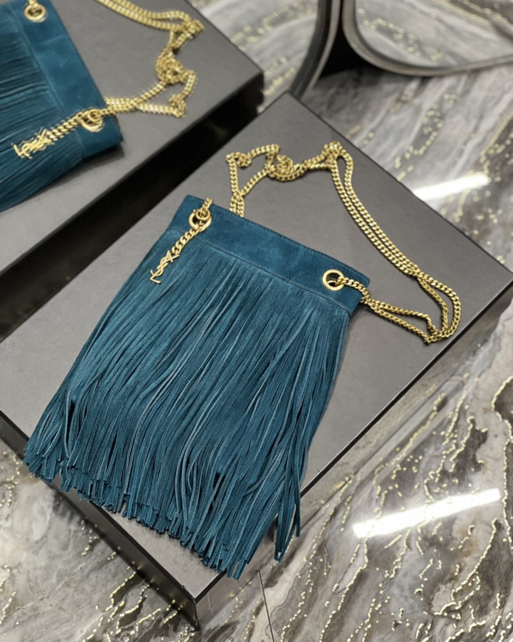 [REP 1:1] Saint Laurent Grace Ladies Tassel Blue For Women, Women's Bags 8.3in/21cm YSL
