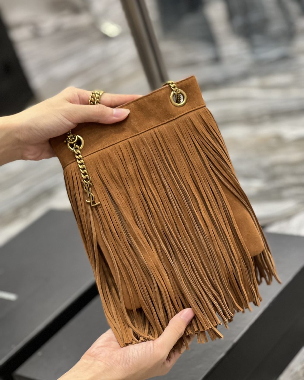 [REP 1:1] Saint Laurent Grace Ladies Tassel Brown For Women, Women's Bags 8.3in/21cm YSL
