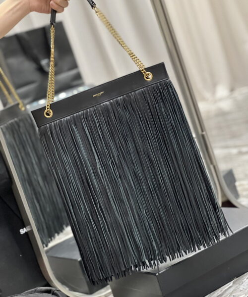 [REP 1:1] Saint Laurent Grace Ladies Tassel Grey For Women, Women's Bags 13.8in/35cm YSL