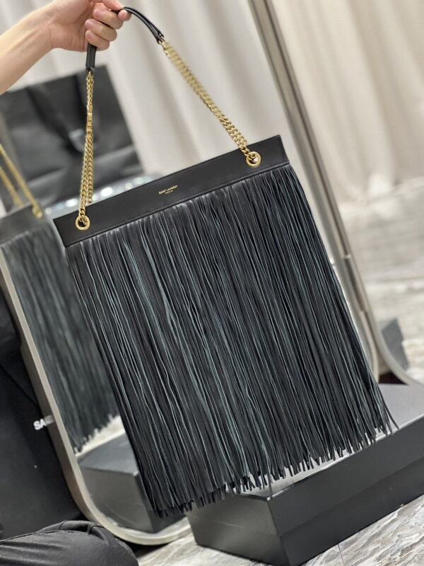 [REP 1:1] Saint Laurent Grace Ladies Tassel Grey For Women, Women's Bags 13.8in/35cm YSL