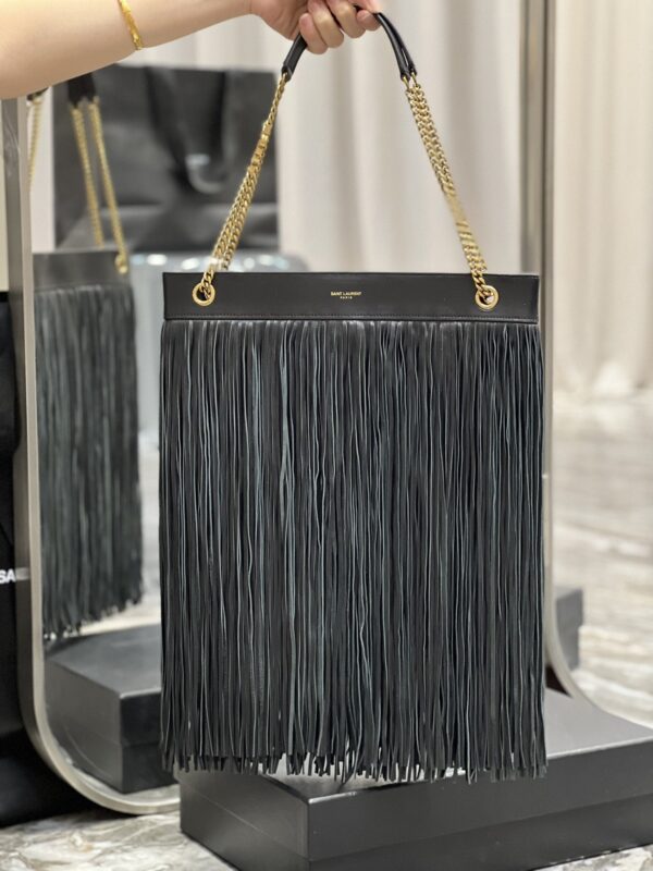 [REP 1:1] Saint Laurent Grace Ladies Tassel Grey For Women, Women's Bags 13.8in/35cm YSL