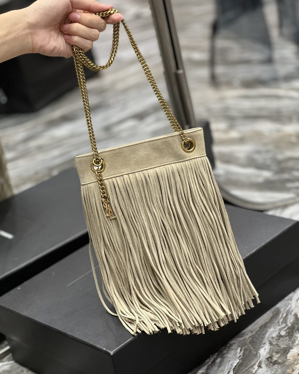 [REP 1:1] Saint Laurent Grace Ladies Tassel White For Women, Women's Bags 8.3in/21cm YSL