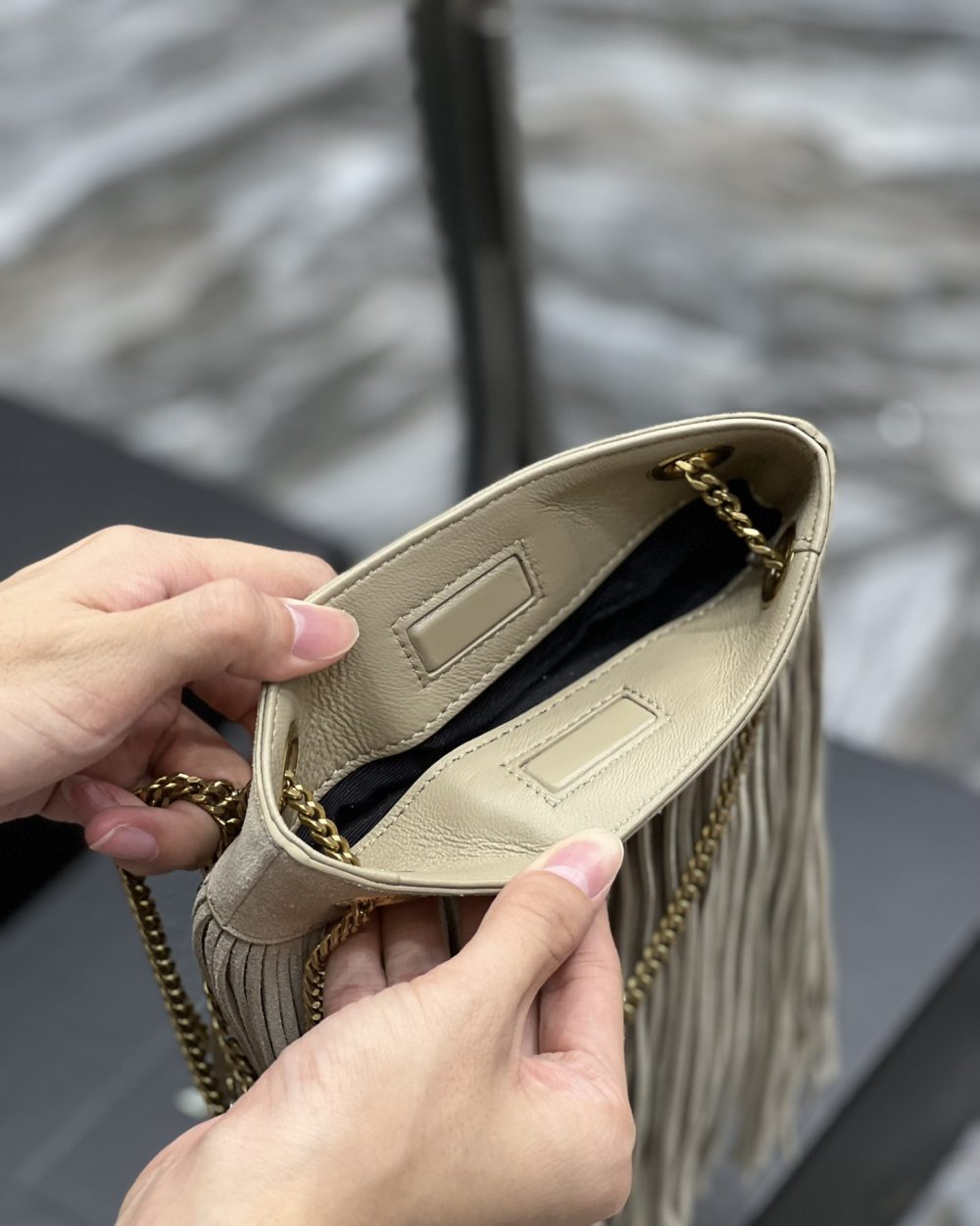 [REP 1:1] Saint Laurent Grace Ladies Tassel White For Women, Women's Bags 8.3in/21cm YSL