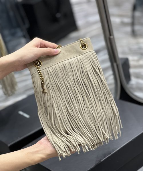 [REP 1:1] Saint Laurent Grace Ladies Tassel White For Women, Women's Bags 8.3in/21cm YSL