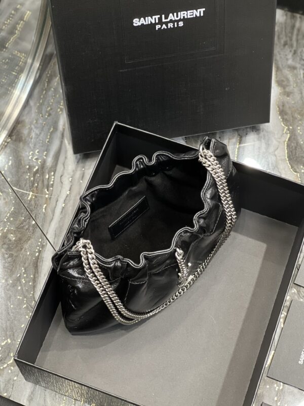 [REP 1:1] Saint Laurent Hobo Mini Bag Black With Silver Hardware For Women 9.4in/24cm YSl