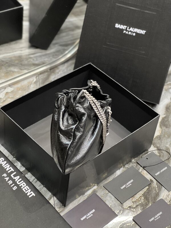 [REP 1:1] Saint Laurent Hobo Mini Bag Black With Silver Hardware For Women 9.4in/24cm YSl