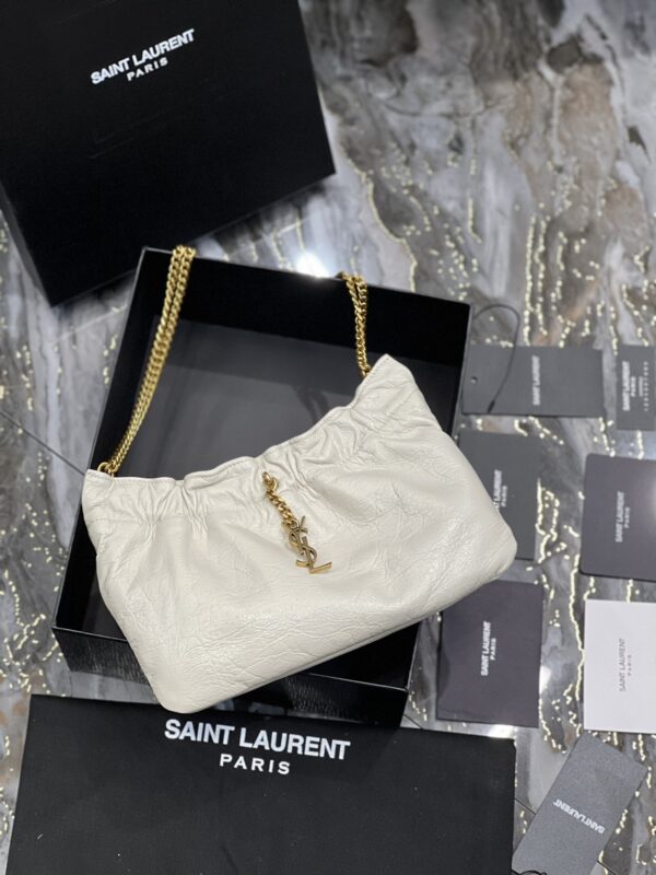 [REP 1:1] Saint Laurent Hobo Mini Bag White With Bronze Toned Hardware For Women 9.4in/24cm YSl