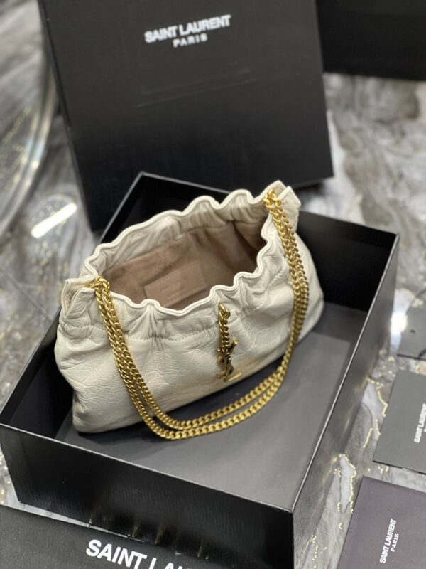 [REP 1:1] Saint Laurent Hobo Mini Bag White With Bronze Toned Hardware For Women 9.4in/24cm YSl