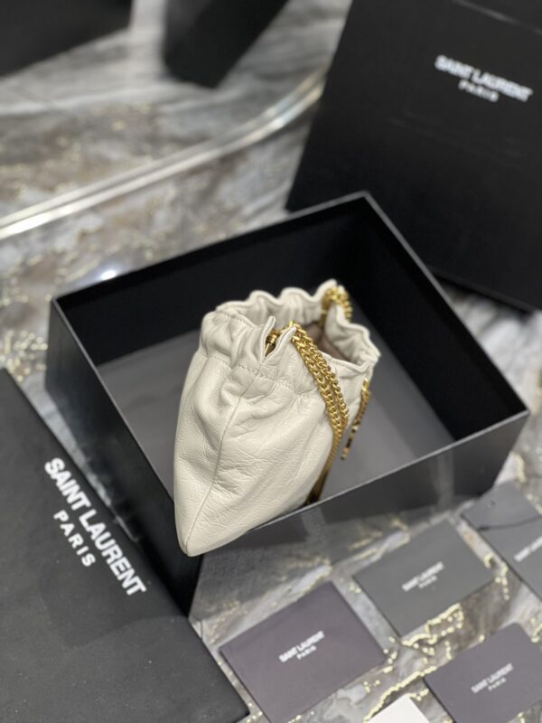 [REP 1:1] Saint Laurent Hobo Mini Bag White With Bronze Toned Hardware For Women 9.4in/24cm YSl