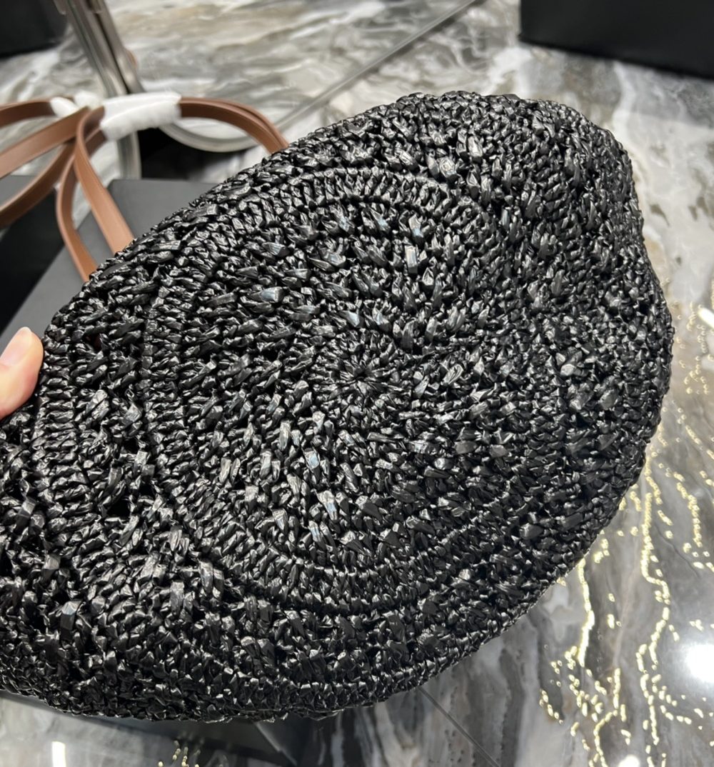 [REP 1:1] Saint Laurent Hollow Straw Woven Tote Bag Black For Women, Women's Bags 21.6in/55cm YSL