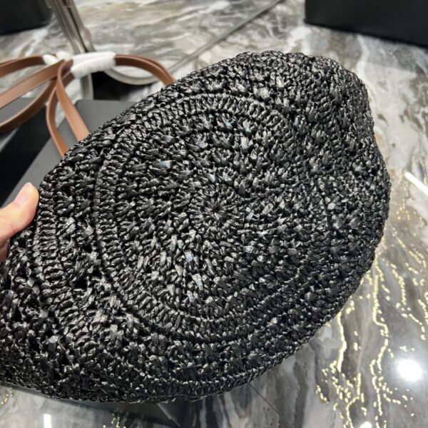 [REP 1:1] Saint Laurent Hollow Straw Woven Tote Bag Black For Women, Women's Bags 21.6in/55cm YSL