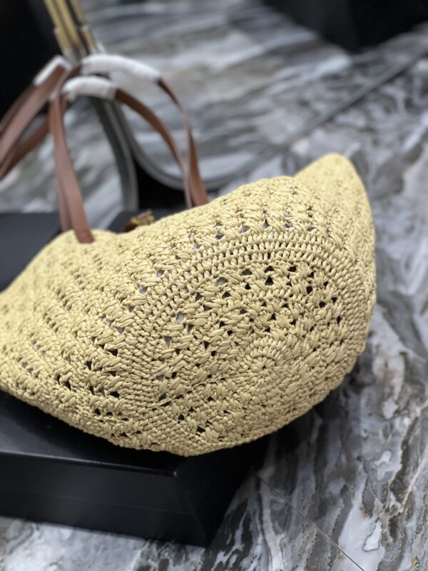 [REP 1:1] Saint Laurent Hollow Straw Woven Tote Bag Yellow For Women, Women's Bags 21.6in/55cm YSL