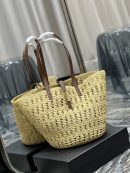 [REP 1:1] Saint Laurent Hollow Straw Woven Tote Bag Yellow For Women, Women's Bags 21.6in/55cm YSL