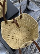 [REP 1:1] Saint Laurent Hollow Straw Woven Tote Bag Yellow For Women, Women's Bags 21.6in/55cm YSL