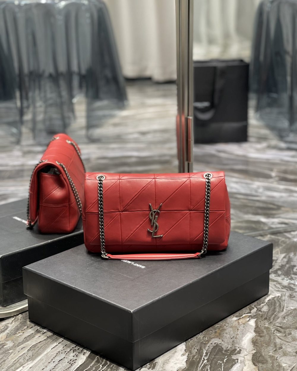[REP 1:1] Saint Laurent Jamie Medium Chain Bag Red For Women, Women's Bags 9.8in/25cm YSL