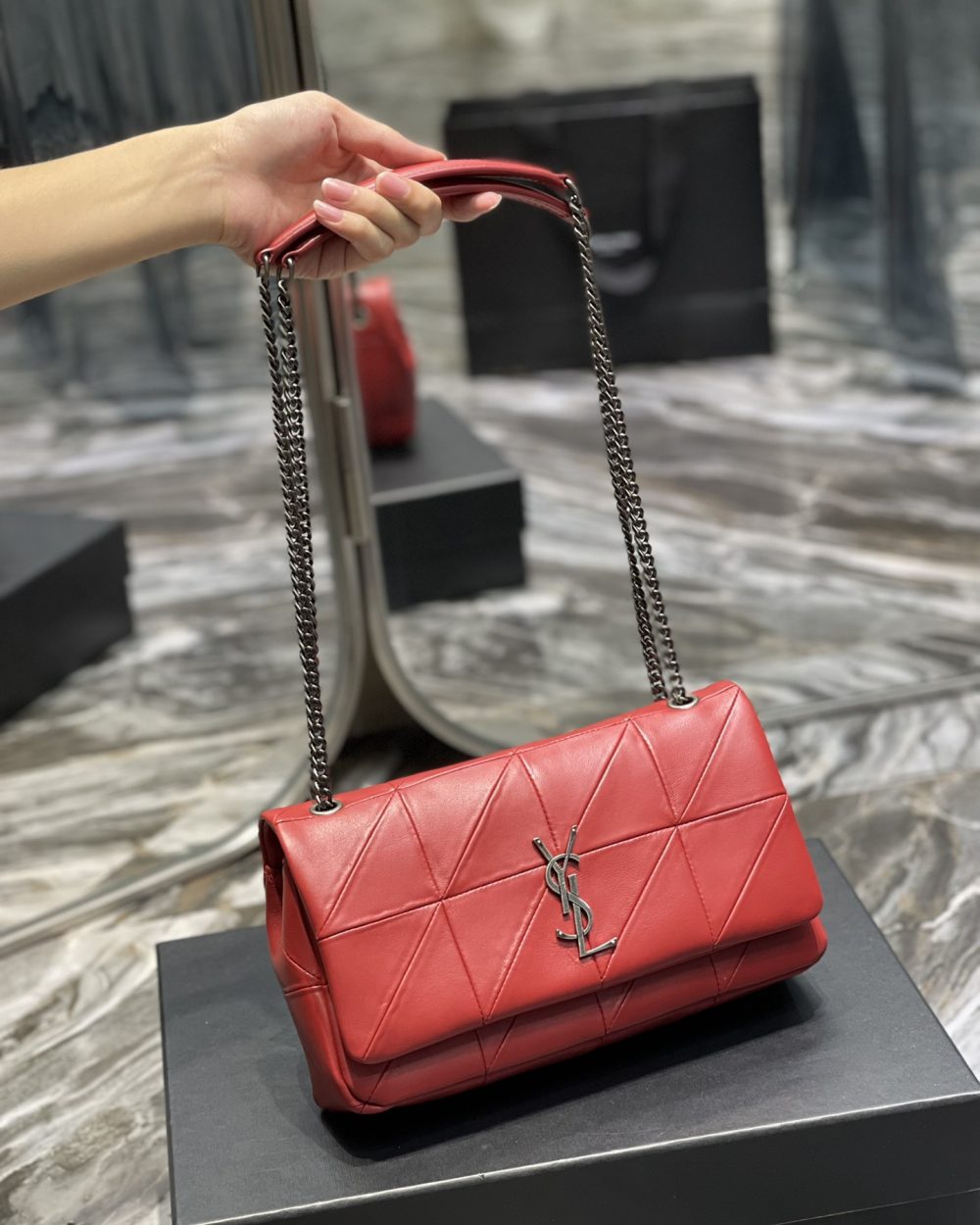 [REP 1:1] Saint Laurent Jamie Medium Chain Bag Red For Women, Women's Bags 9.8in/25cm YSL