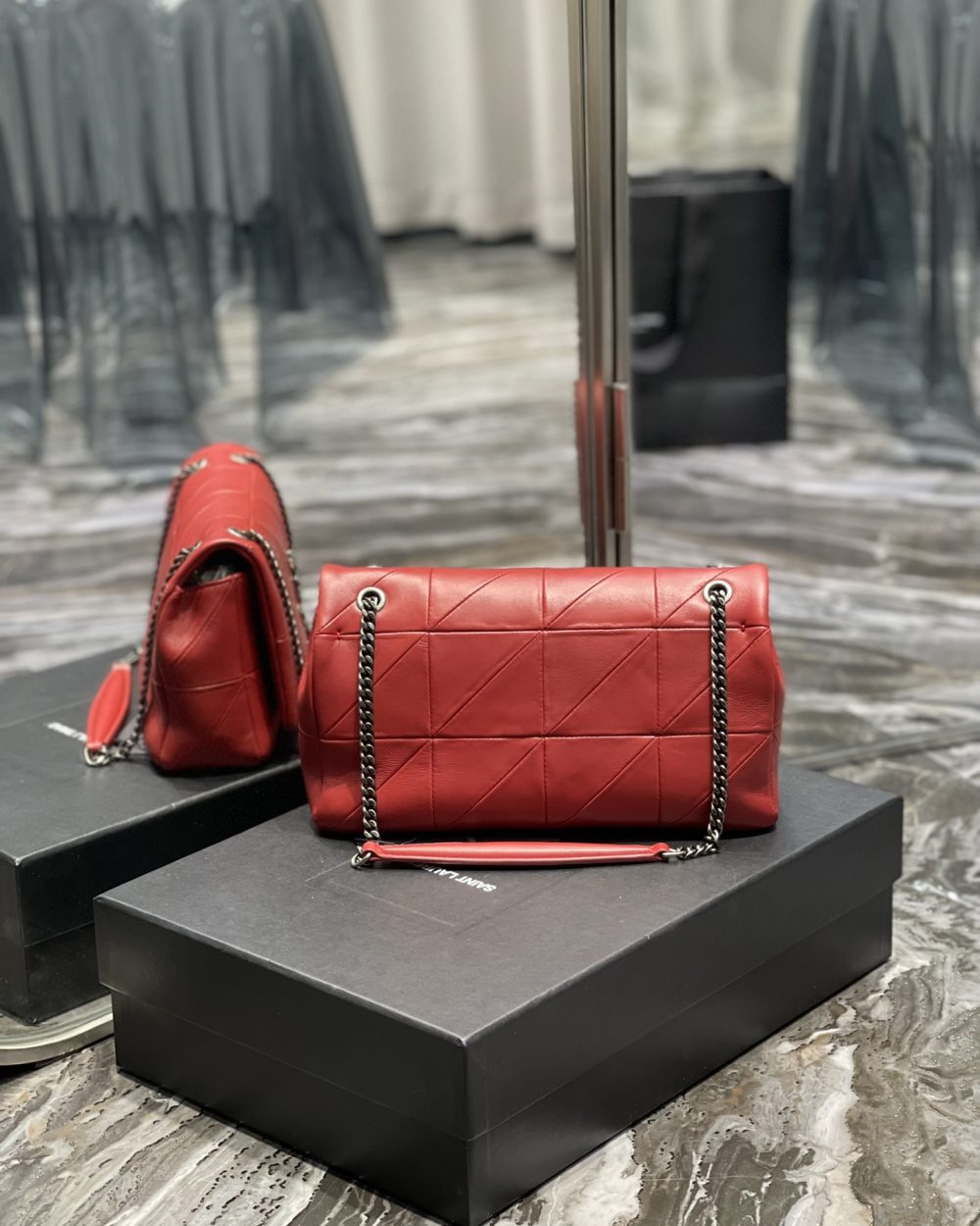 [REP 1:1] Saint Laurent Jamie Medium Chain Bag Red For Women, Women's Bags 9.8in/25cm YSL