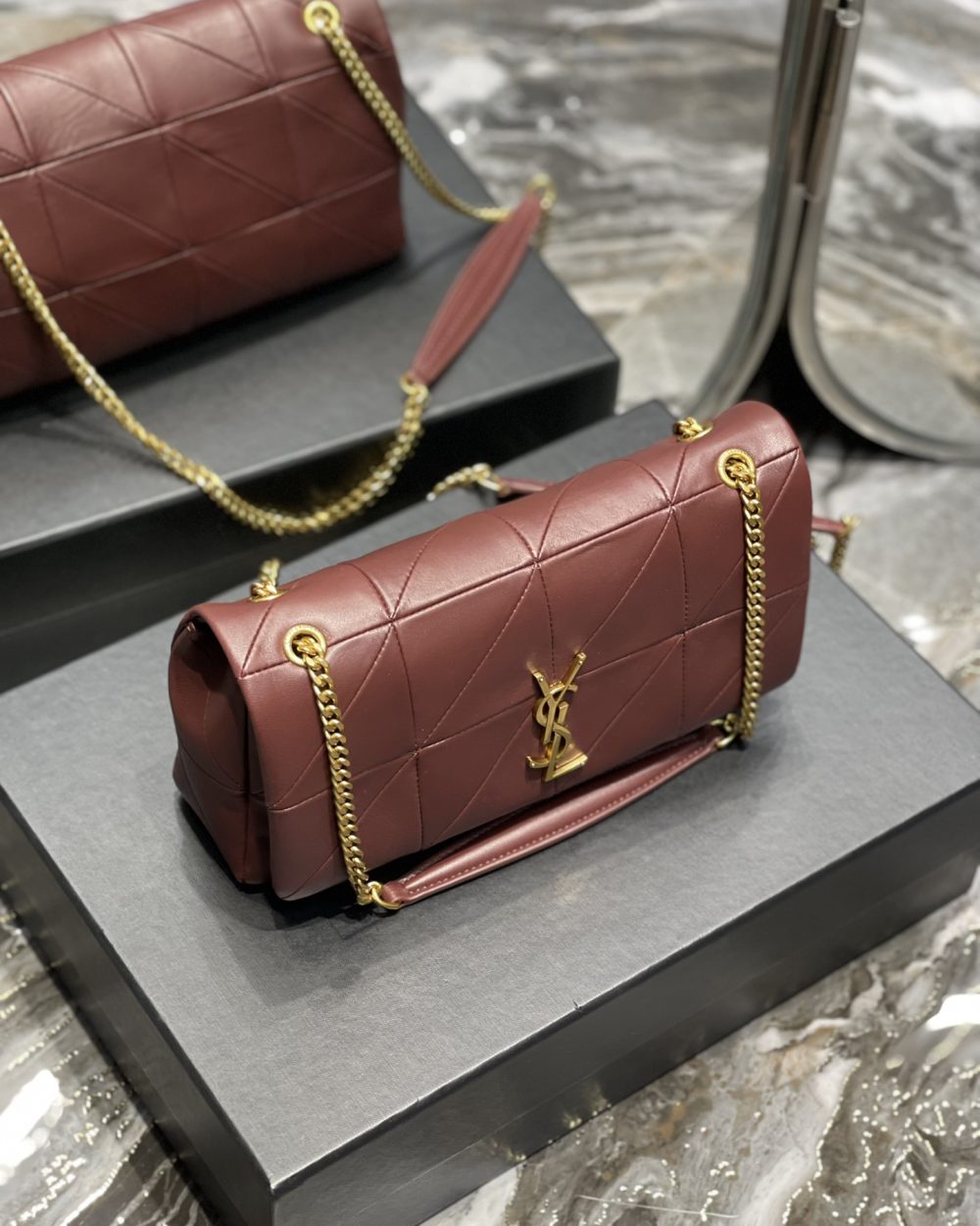 [REP 1:1] Saint Laurent Jamie Medium Chain Bag Red-Purple For Women, Women's Bags 9.8in/25cm YSL