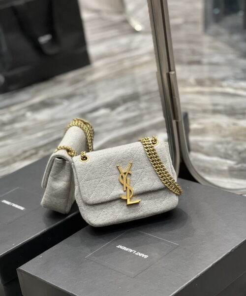 [REP 1:1] Saint Laurent Jamie Mini Chain Bag Grey For Women, Women's Bags 6.9in/17.5cm YSL 6981622F9271407