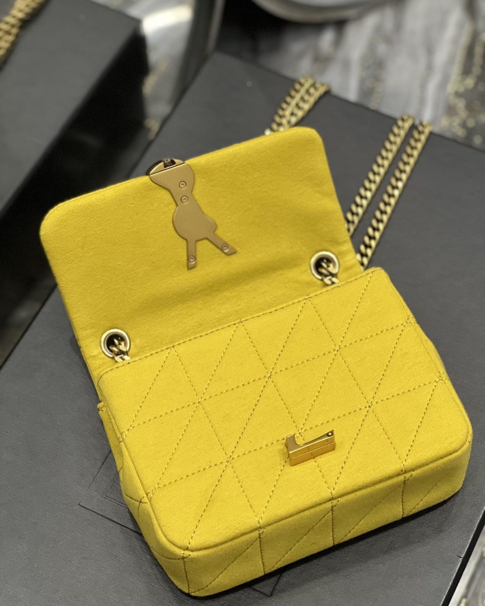 [REP 1:1] Saint Laurent Jamie Mini Chain Bag Yellow For Women, Women's Bags 6.9in/17.5cm YSL